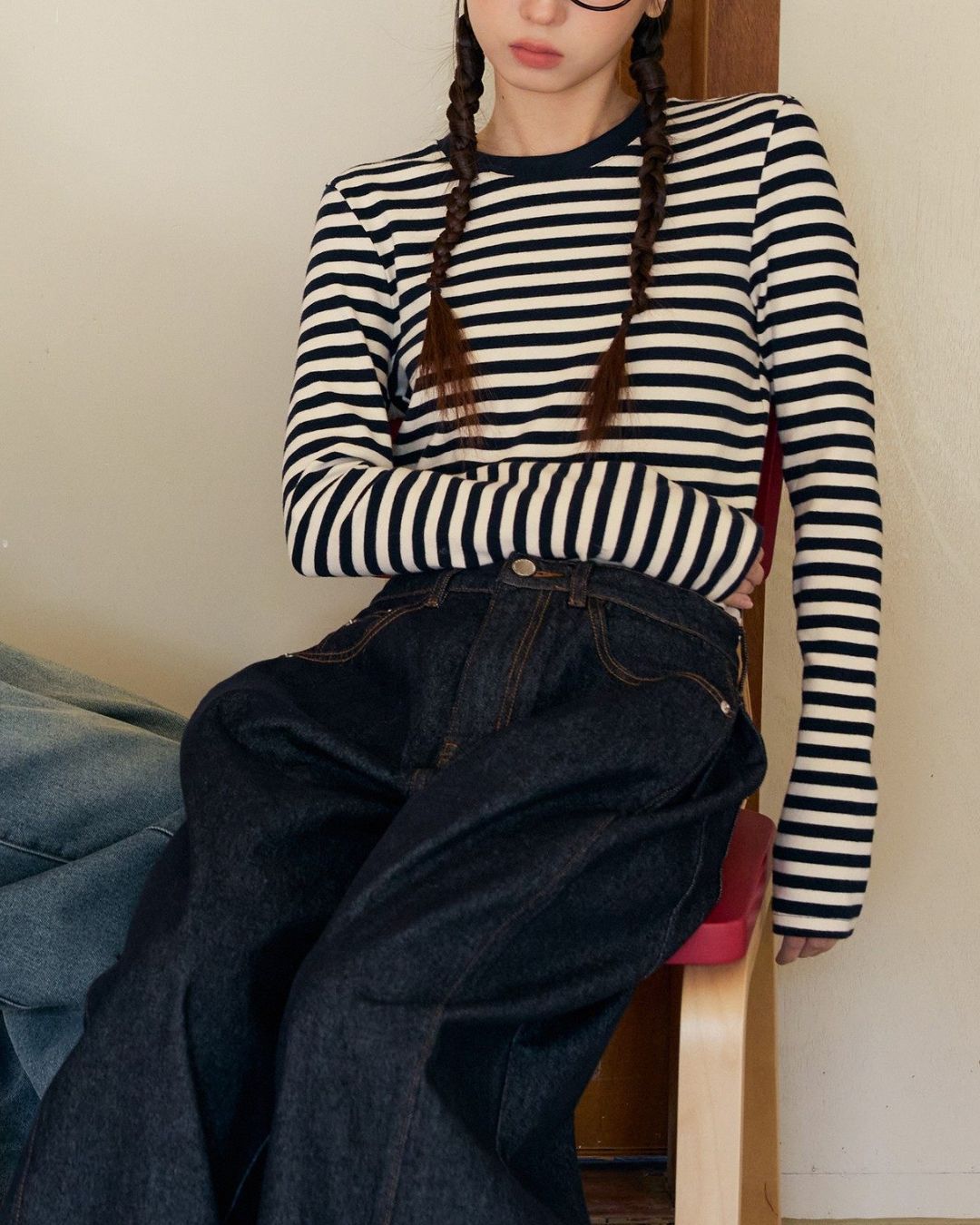 Border Thick Long Sleeve T-Shirt　LT020