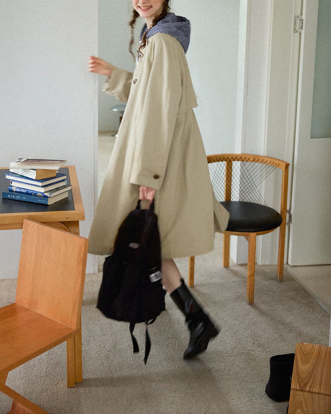 Back Pleated Trench Coat　CT001