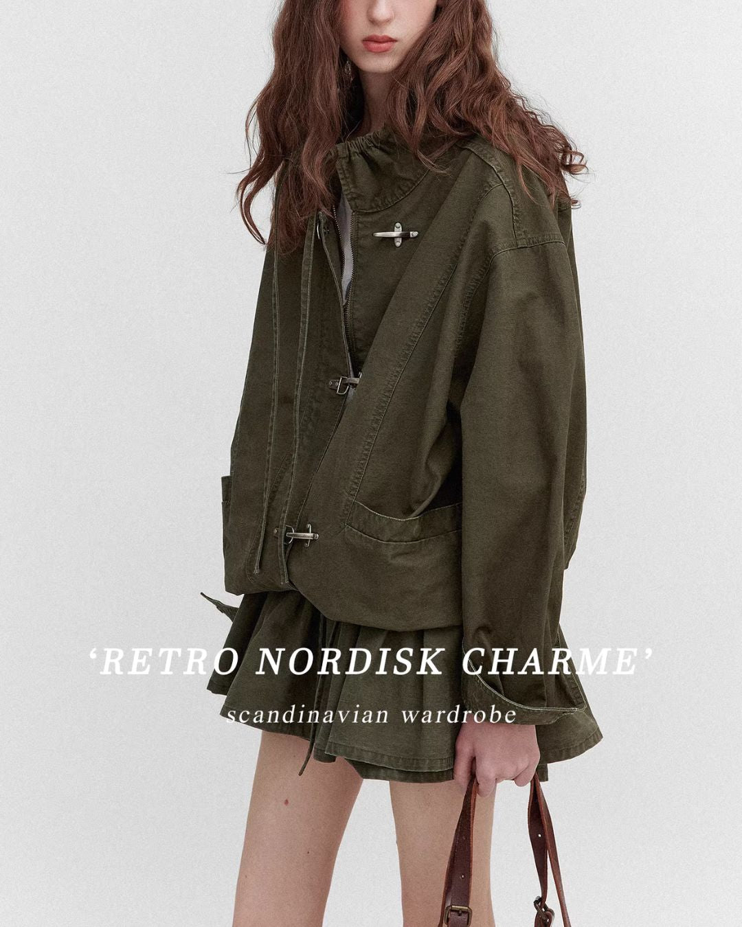 Vintage Metal Button Denim Jacket & Gathered Shorts　JK090