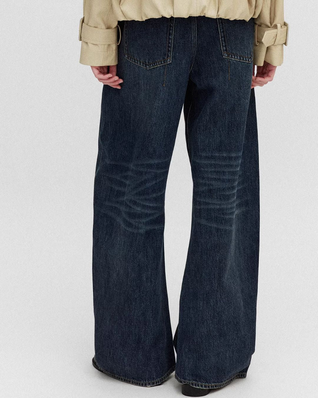 Washed Denim Shirt Jacket & Wide Denim Pants　JK091