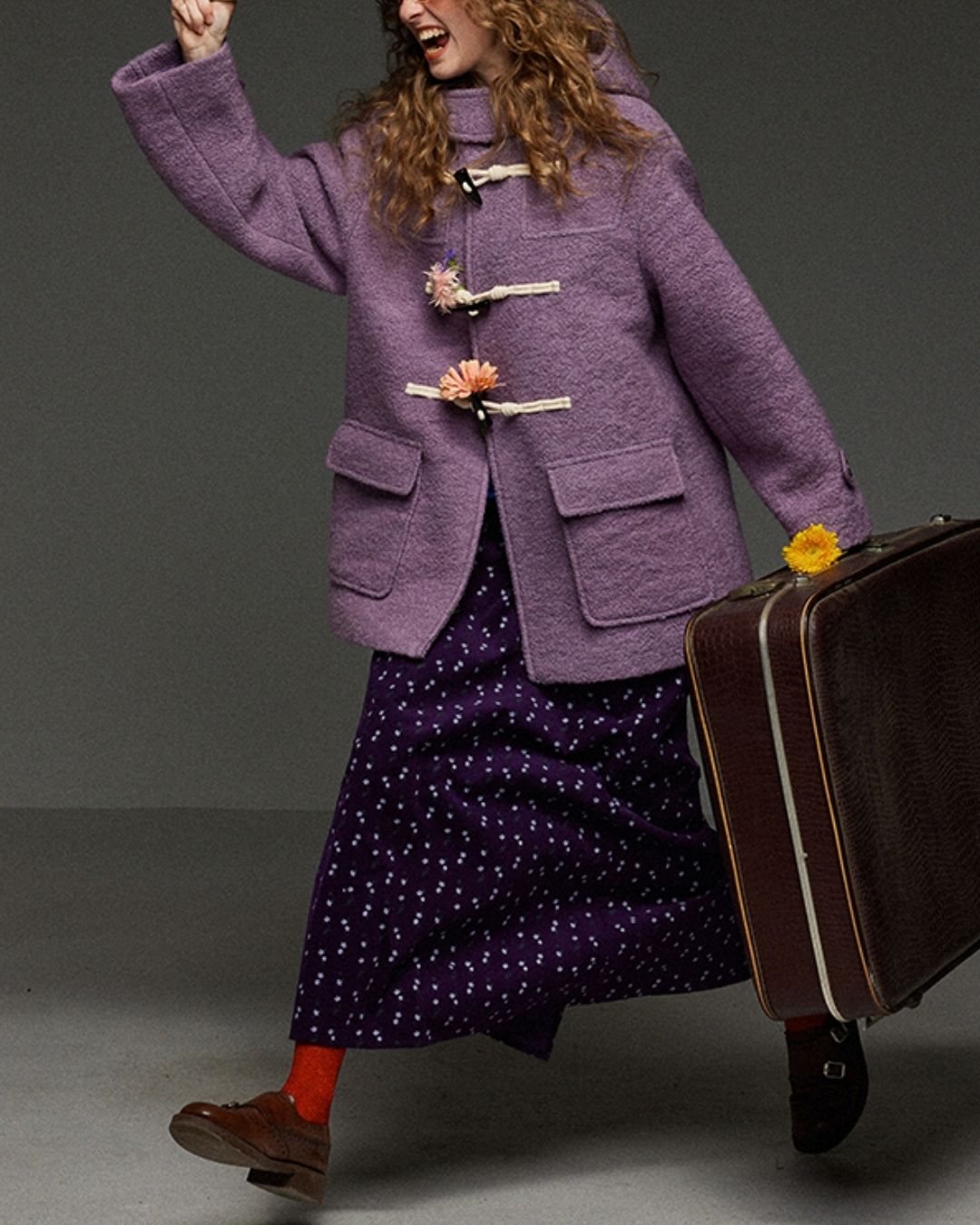 Retro Flower Corduroy Long Skirt　SK013