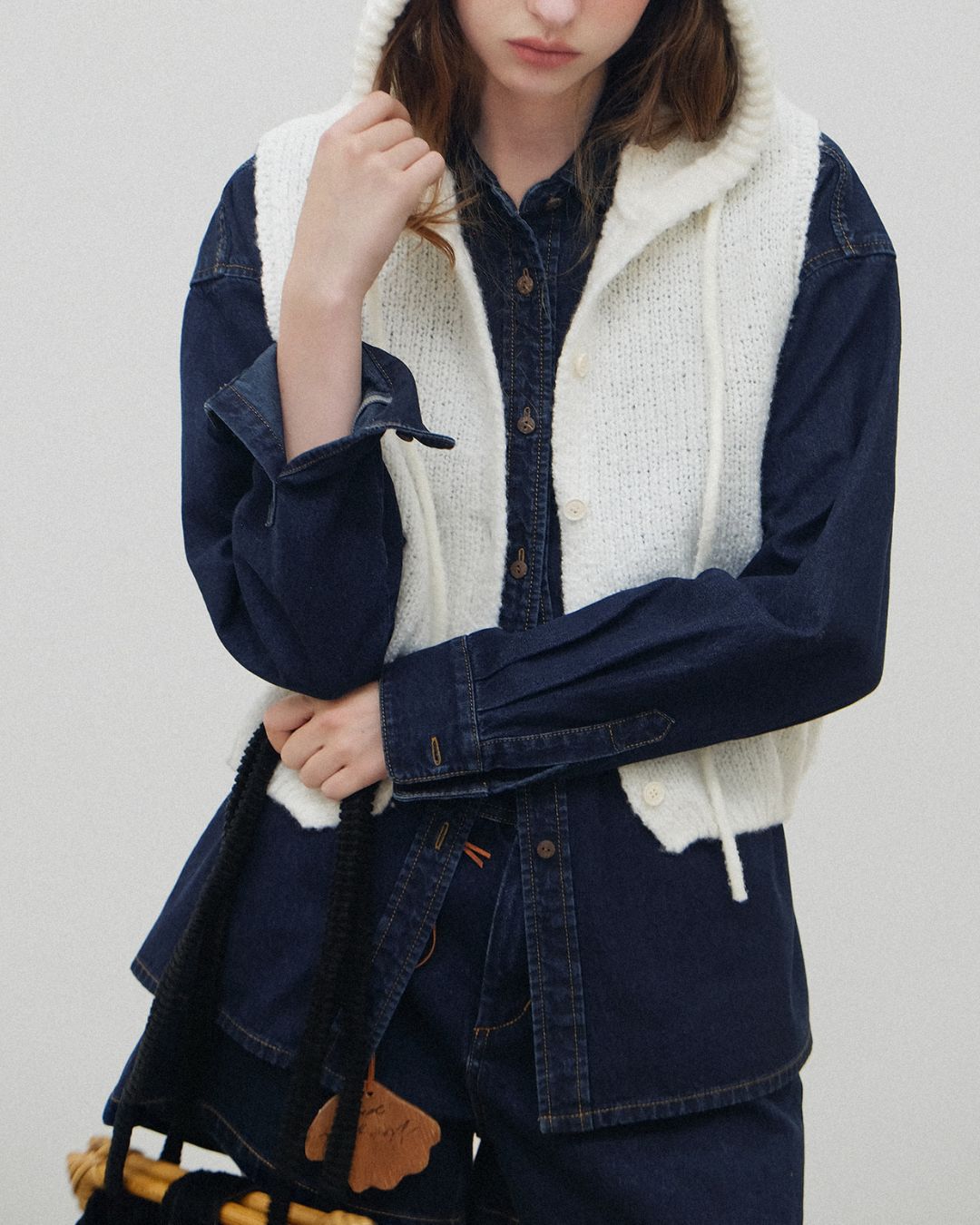 Loop Yarn Hooded Knit Vest　KN025