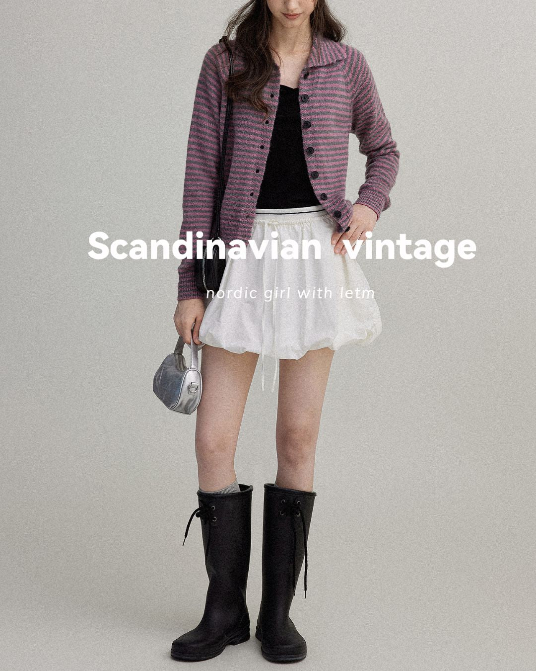 Collared Border Knit Cardigan　KN020