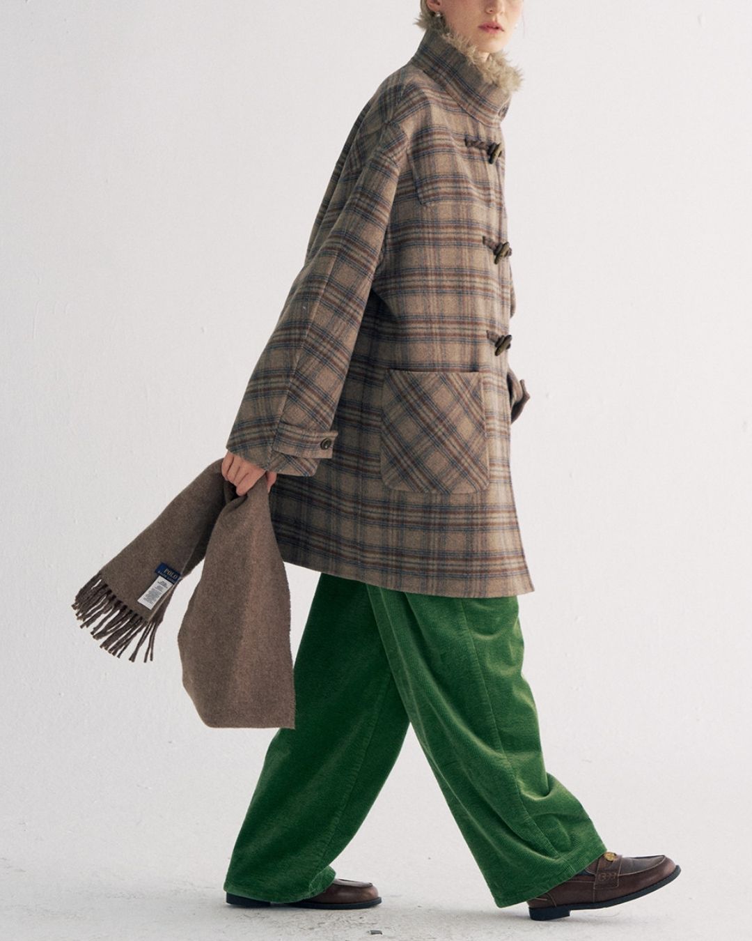 Stand Collar Duffle Check Coat　CT031