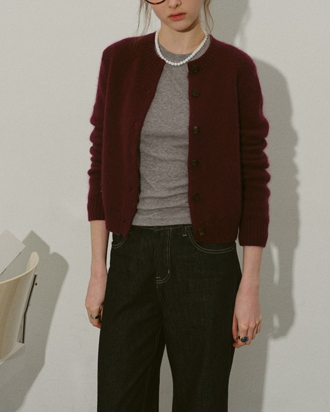 Round Neck Retro Fluffy Knit Cardigan　KN115