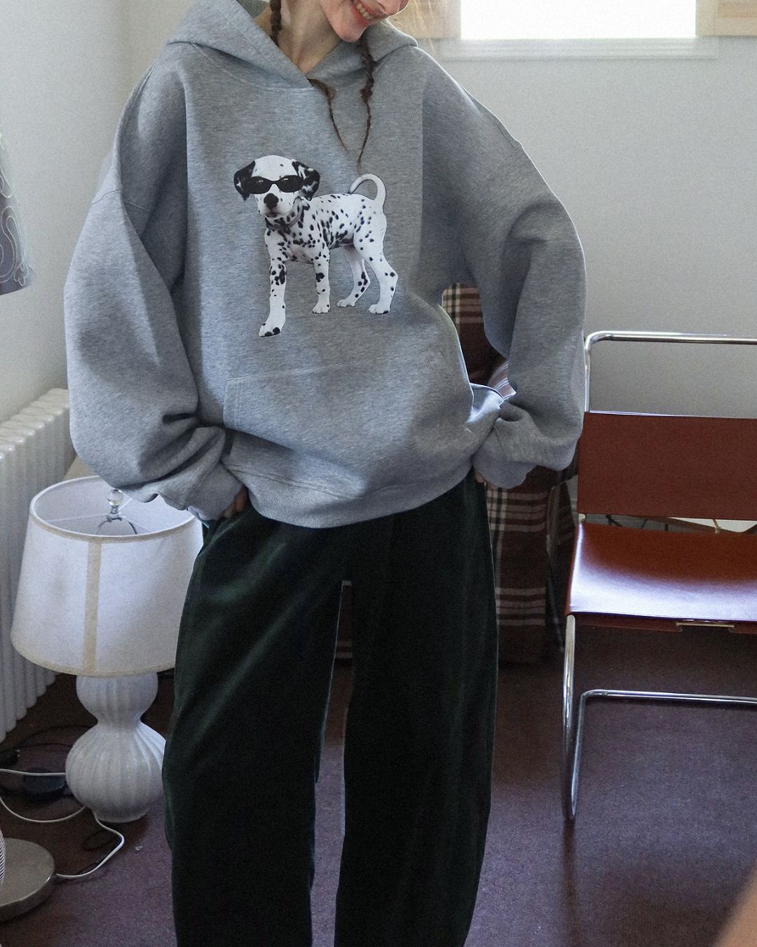 Dalmatian Print Oversized Hoodie　HD002