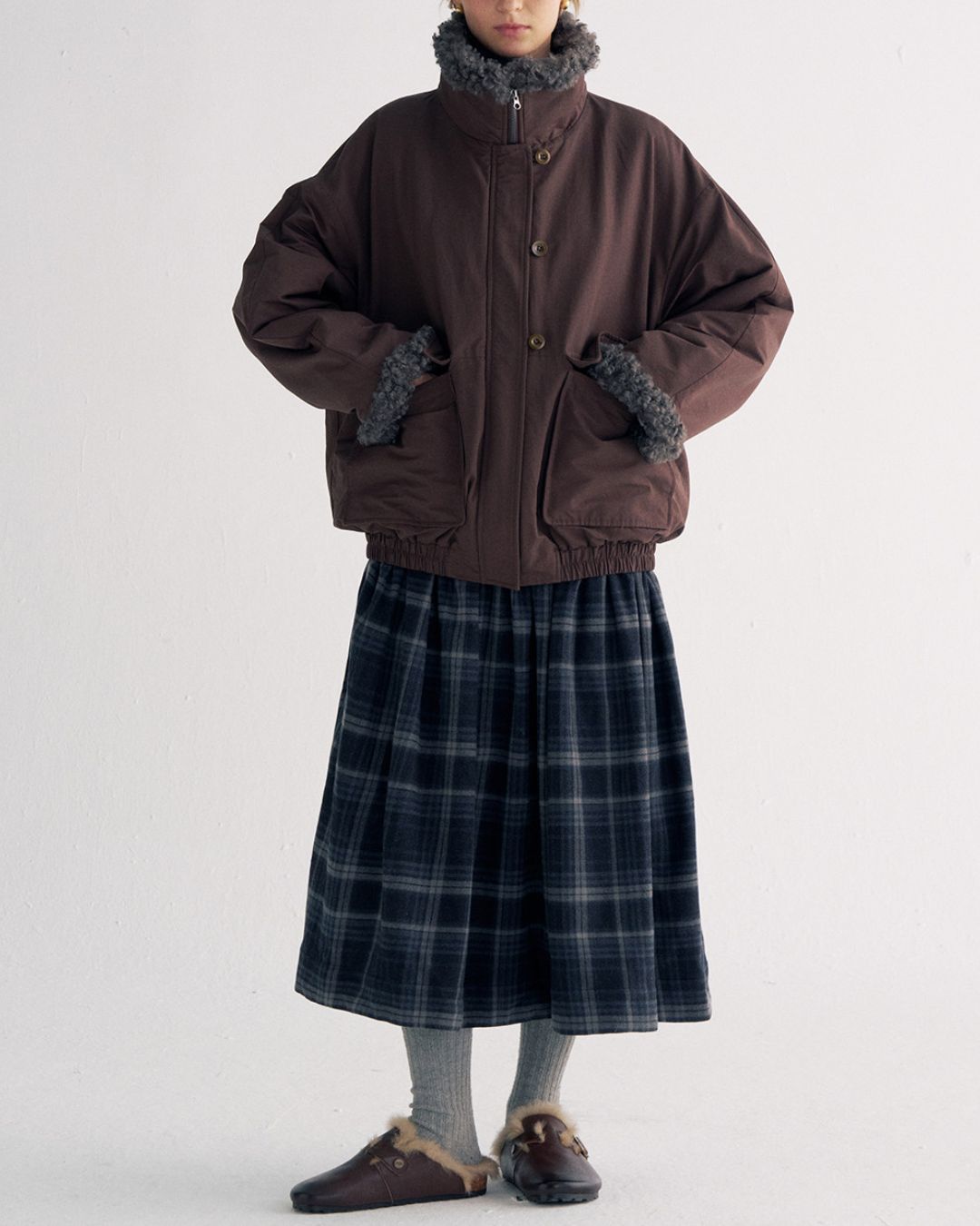 Stand-up Boa Collar Padded Jacket　JK077