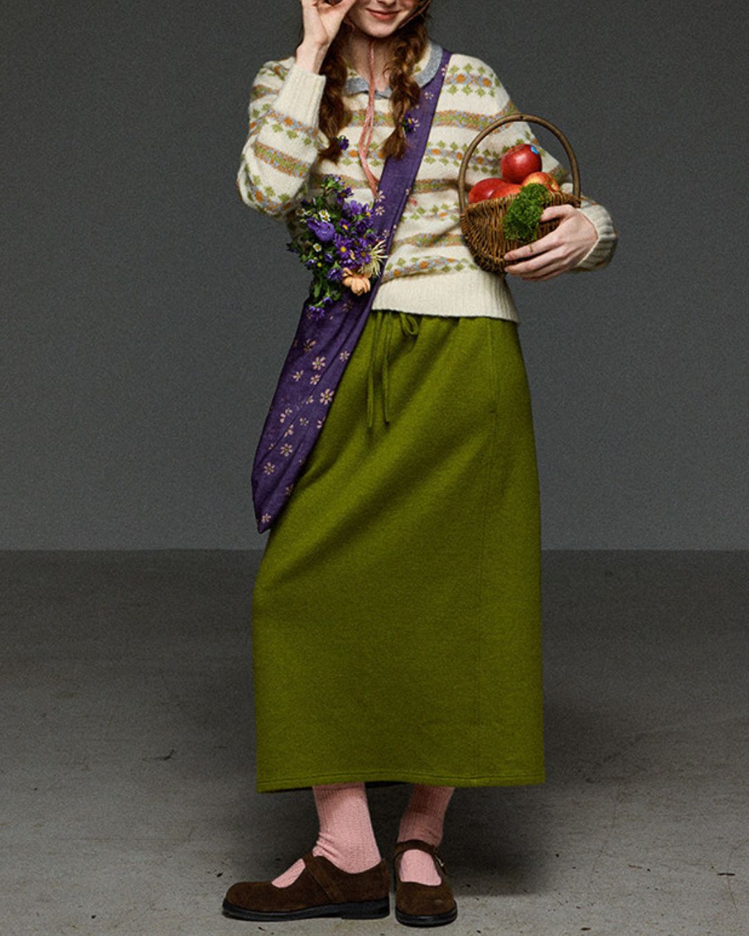 Retro Border Peter Pan Collar Jacquard Sweater　KN106