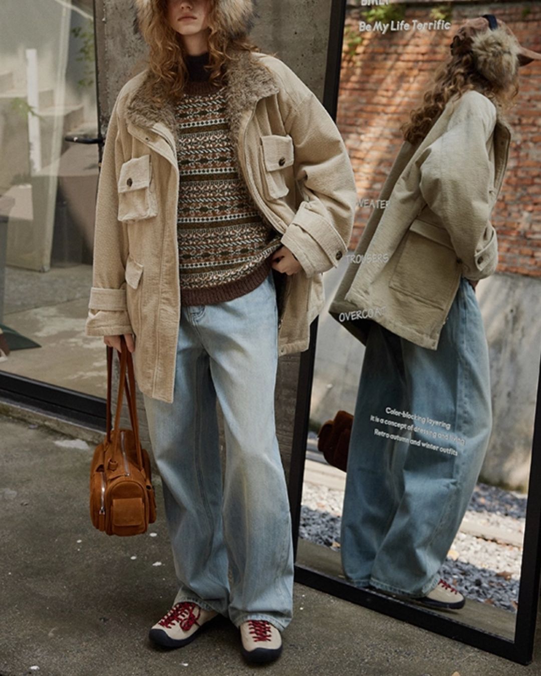 Fur-lined Corduroy Work Jacket　JK045