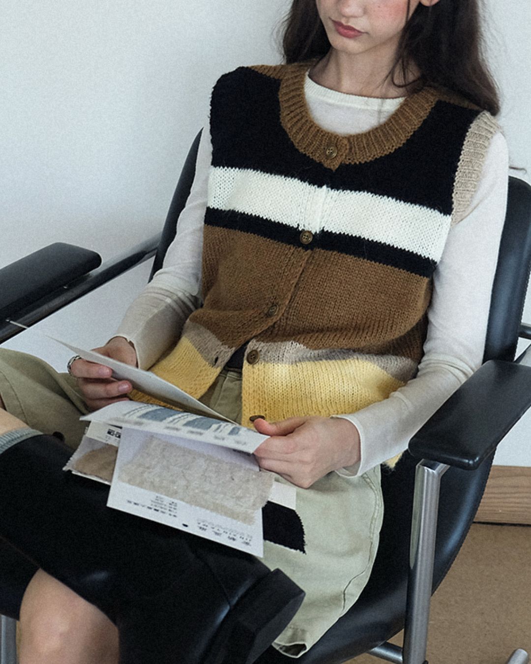 Contrast Color Knit Vest　KN019