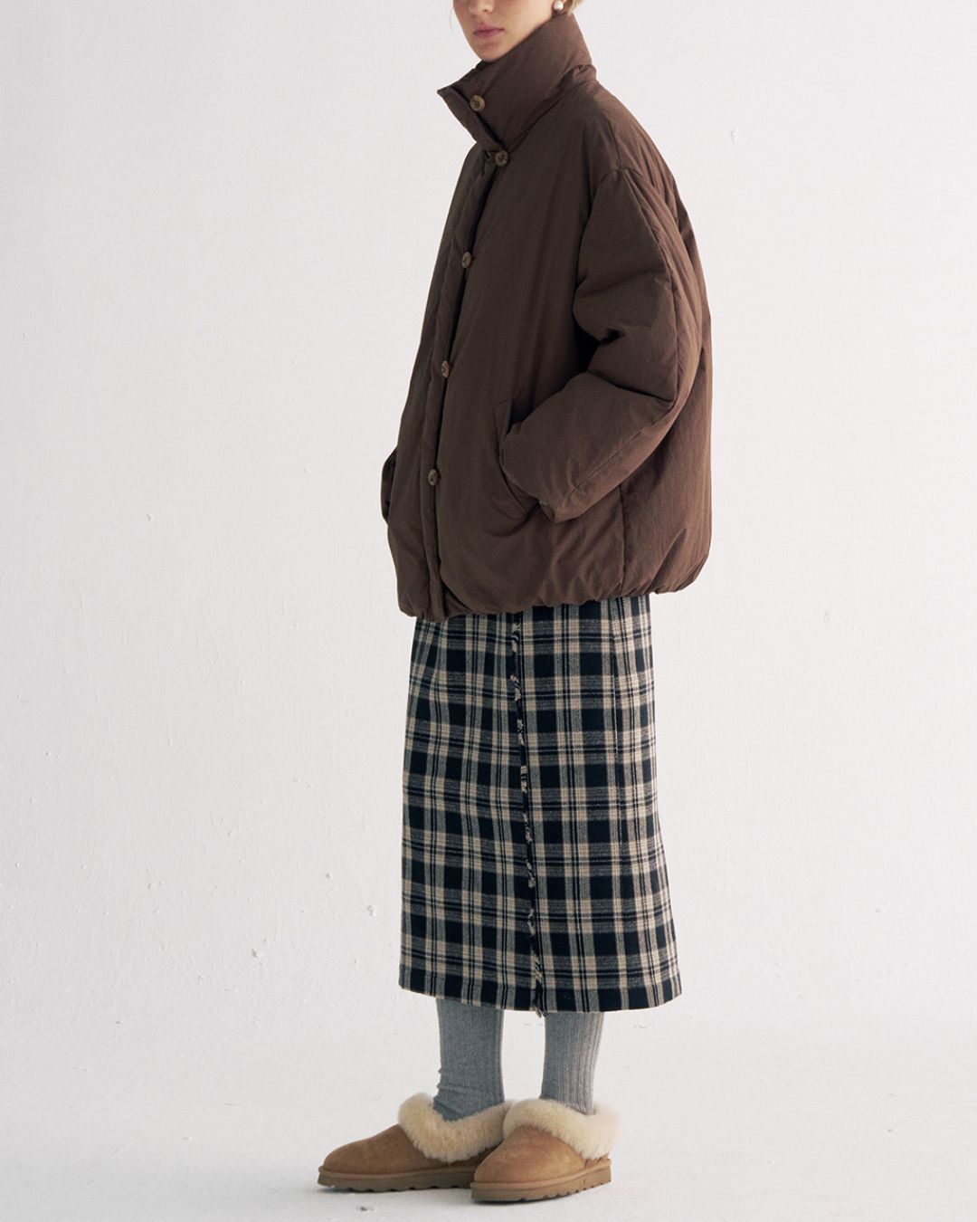 White Duck Down Gathered Jacket　JK079