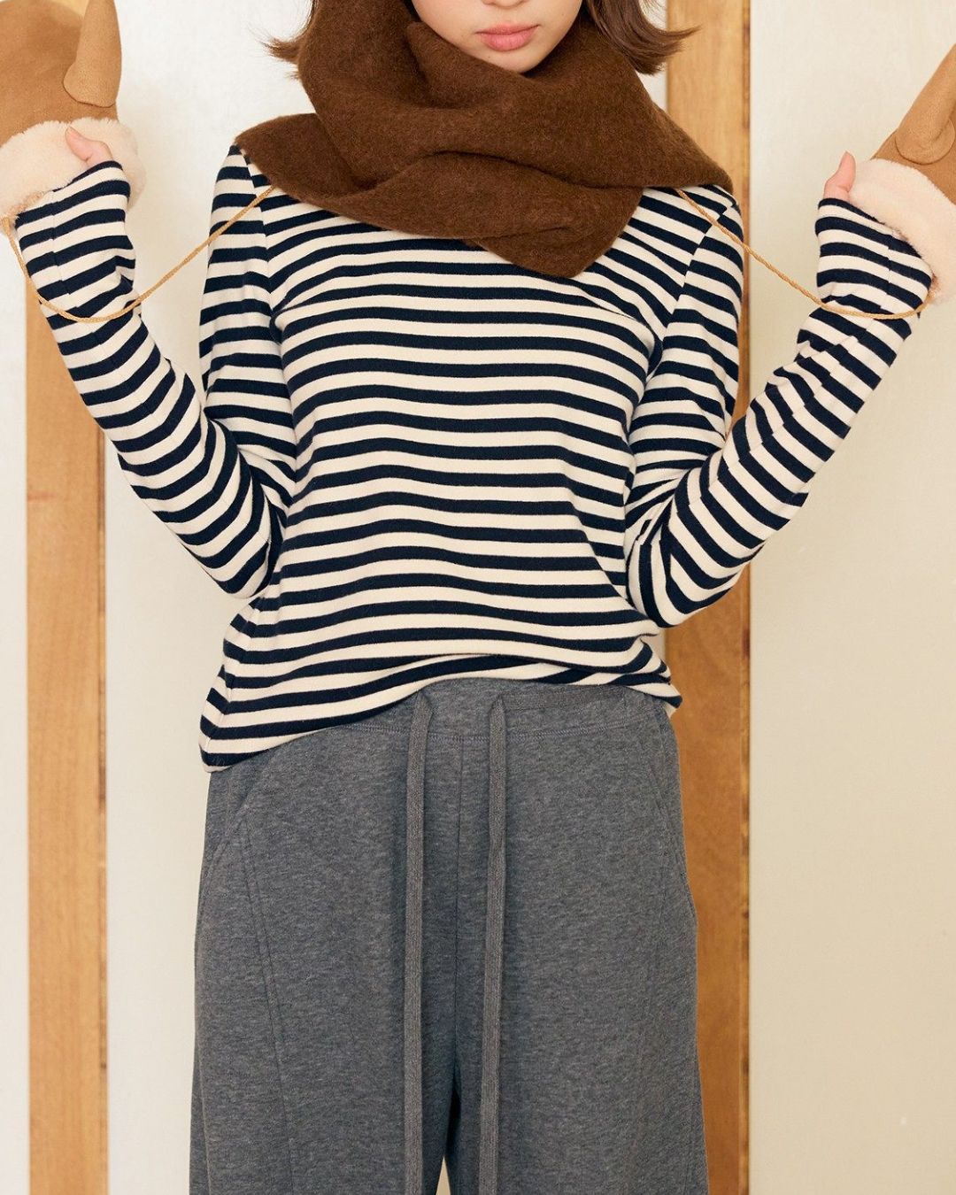 Border Thick Long Sleeve T-Shirt　LT020