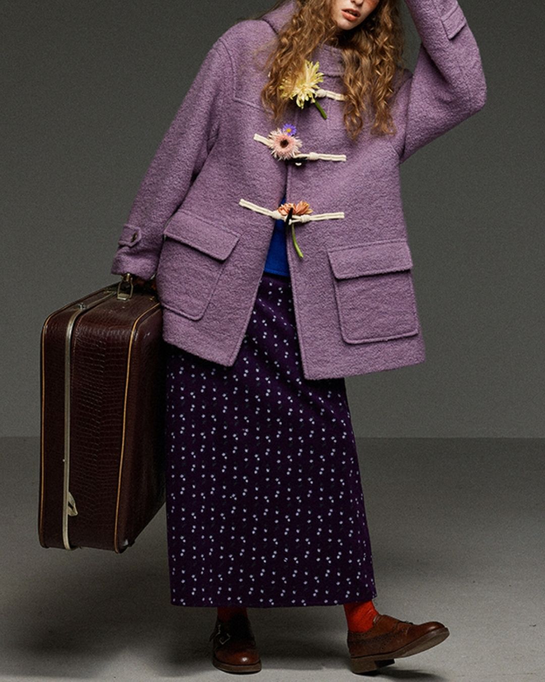 Retro Flower Corduroy Long Skirt　SK013