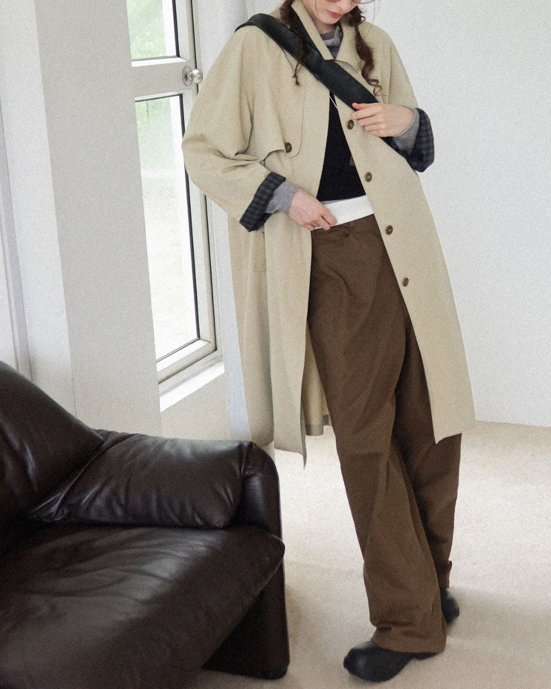 Back Pleated Trench Coat　CT001