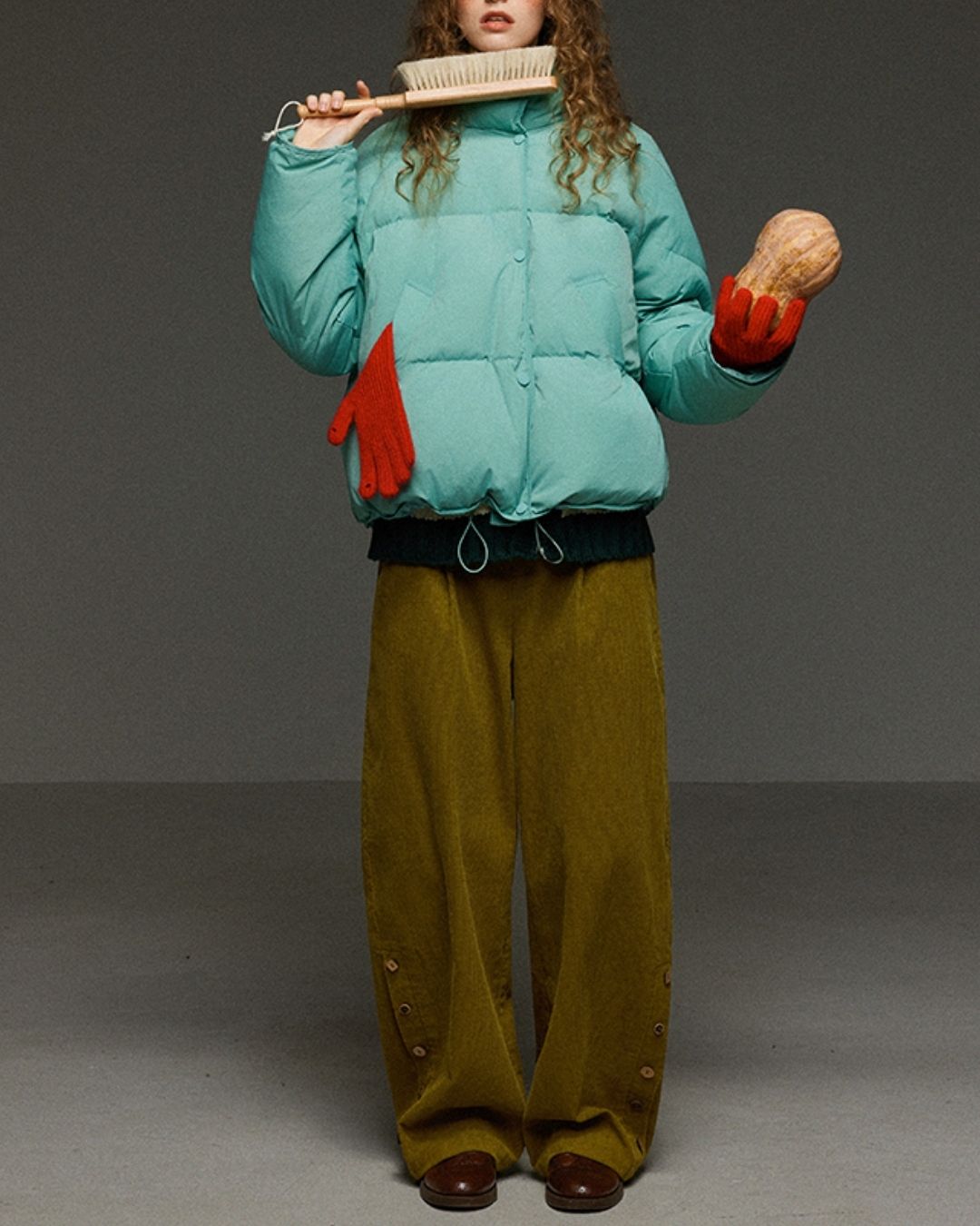 Corduroy Floral  Wide Pants　PT028