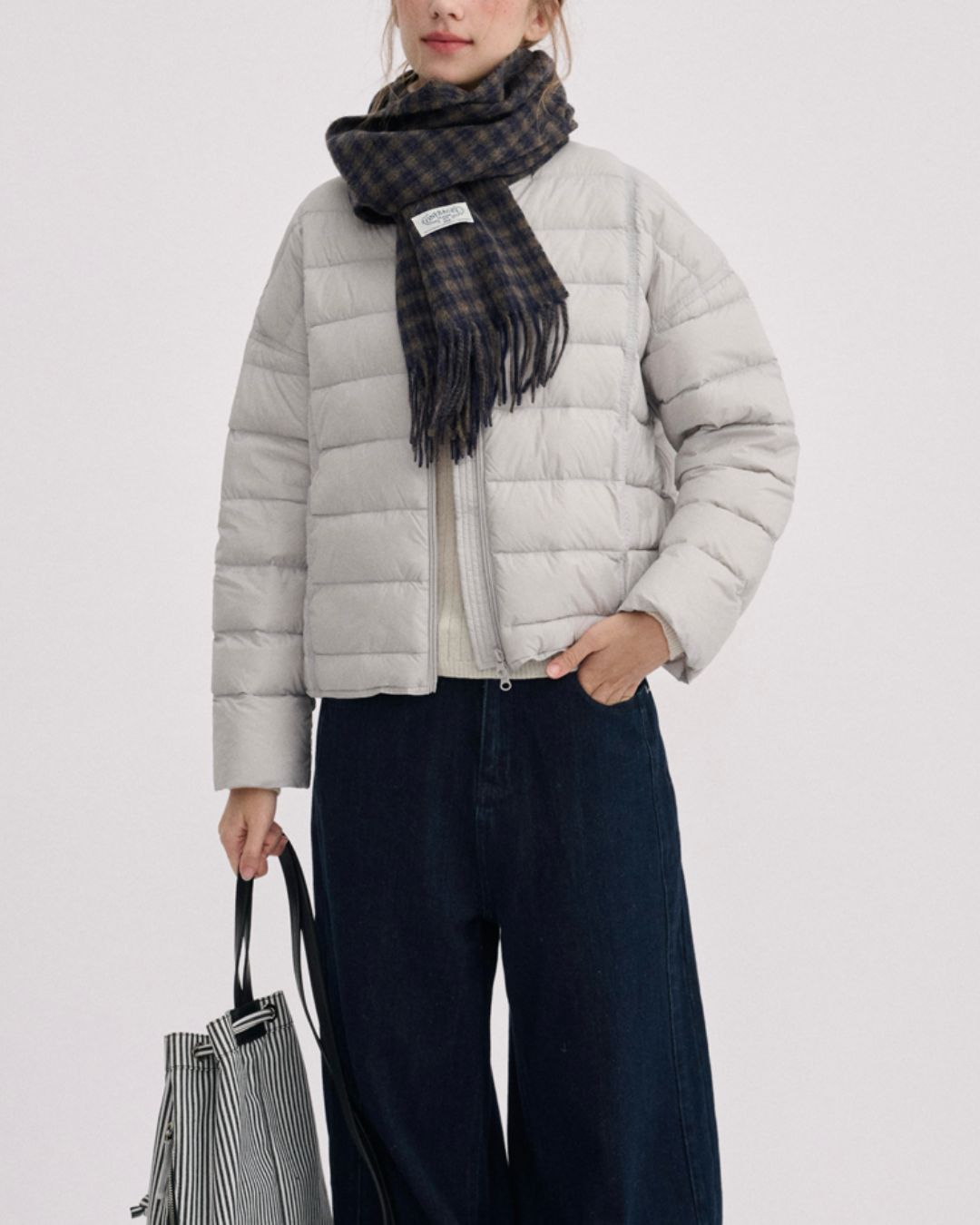 No-collar Drop Shoulder Down Jacket　JK068