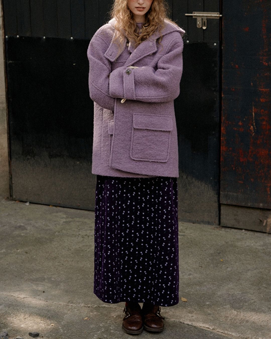 Retro Flower Corduroy Long Skirt　SK013