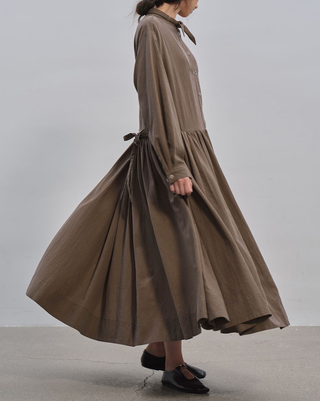 Gathered Long Shirt Dress　OP003