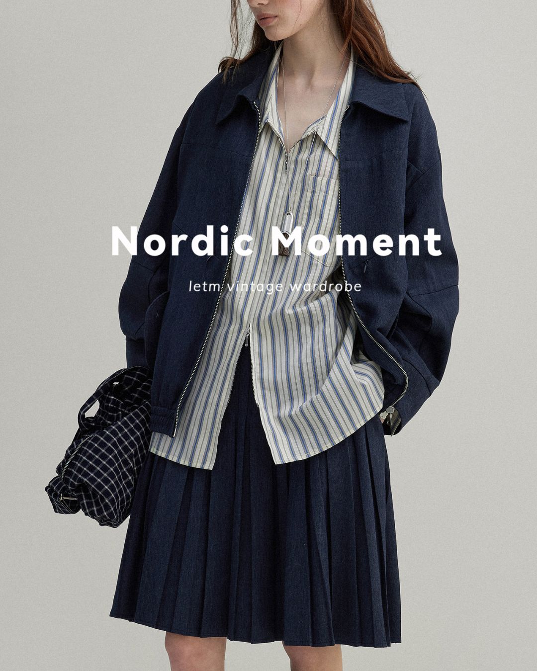 Double Zipper Striped Shirt　LS014