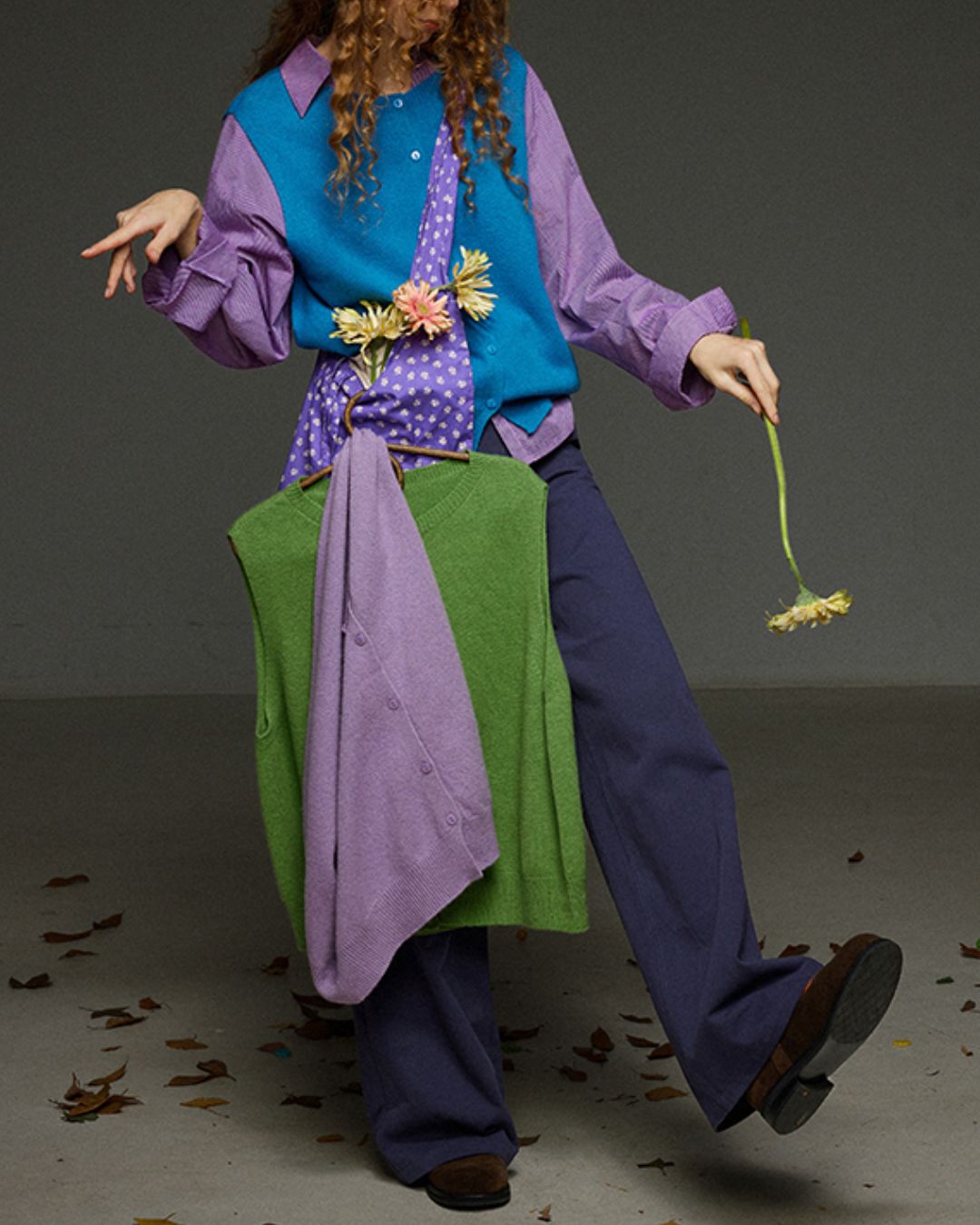 Retro Knit Front Button Vest　KN034