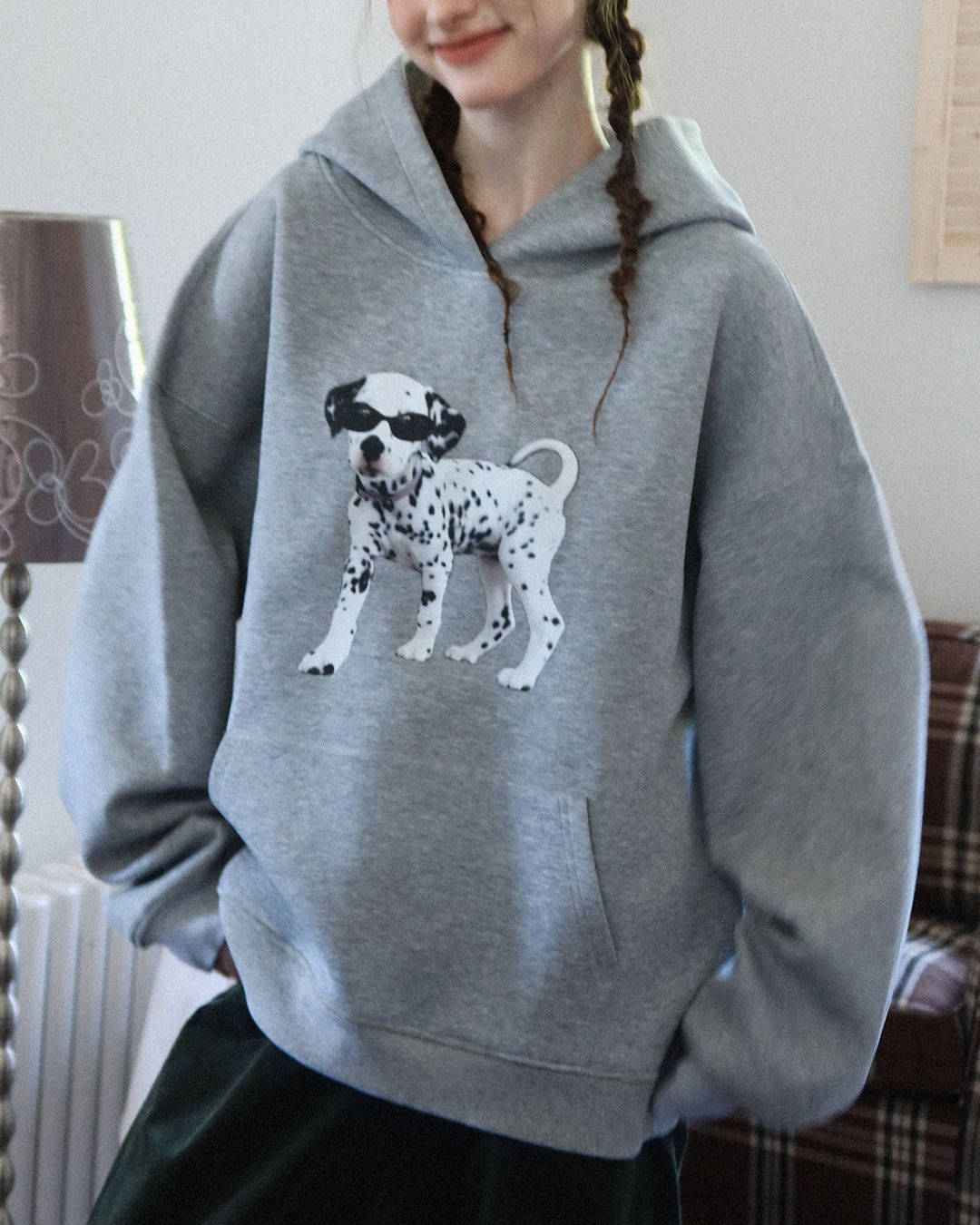 Dalmatian Print Oversized Hoodie　HD002