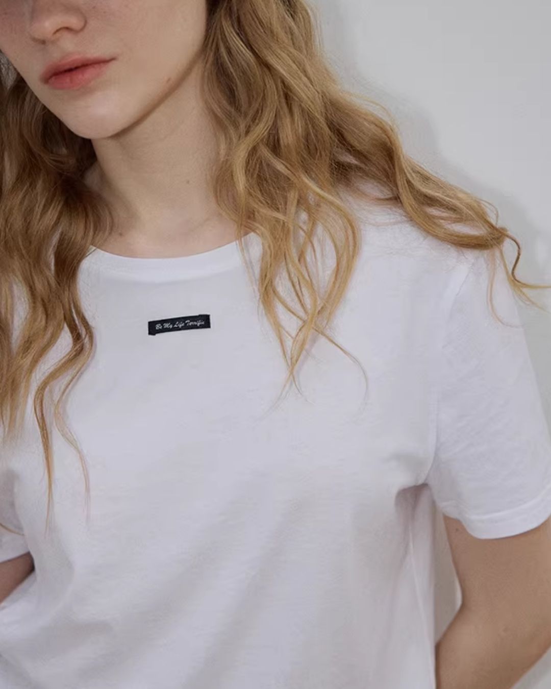 One-point Label Basic T-shirt　ST007