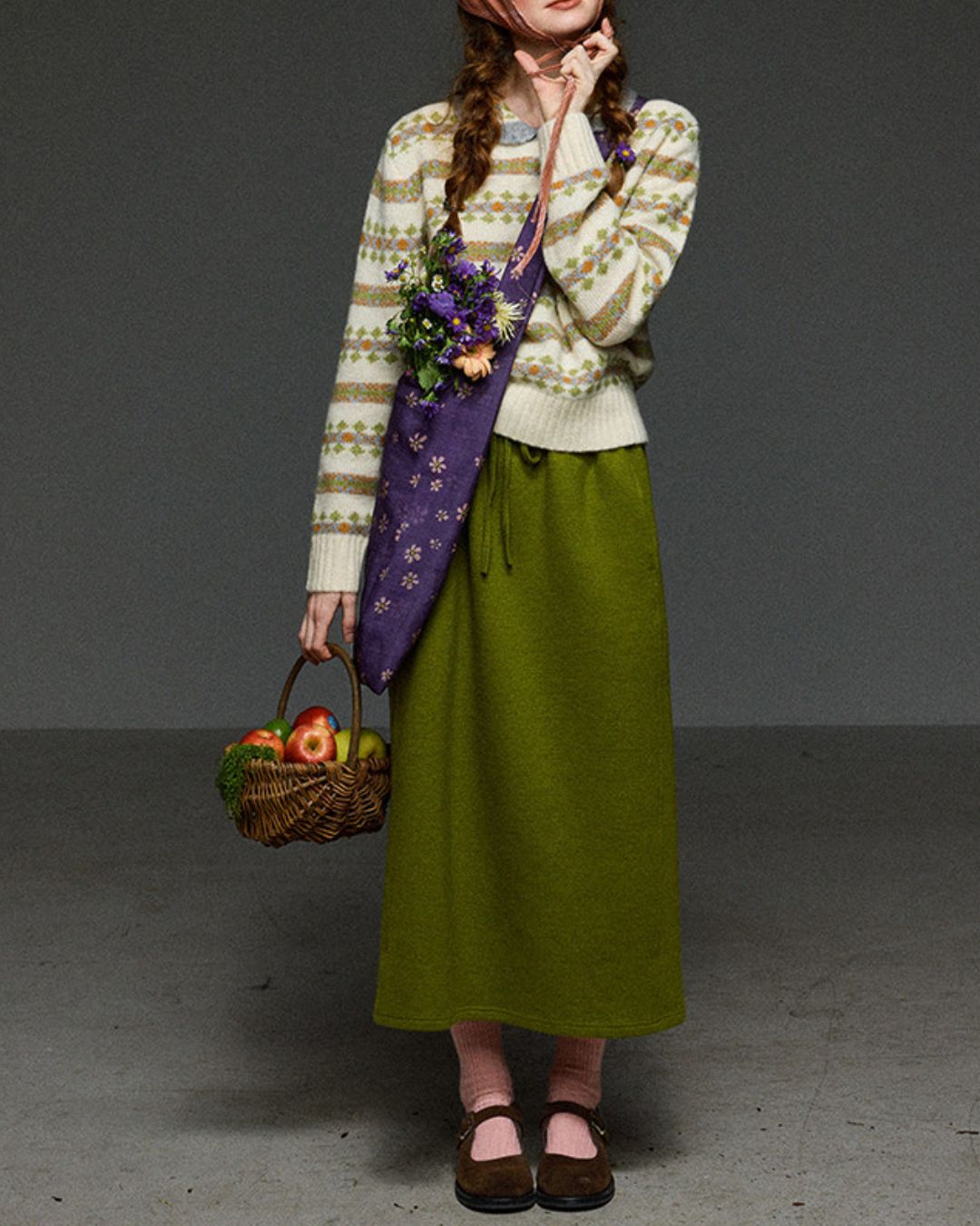 Retro Border Peter Pan Collar Jacquard Sweater　KN106