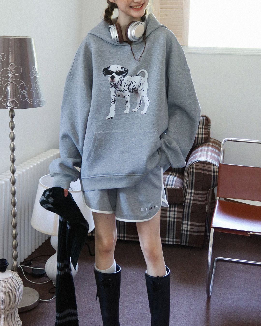 Dalmatian Print Oversized Hoodie　HD002