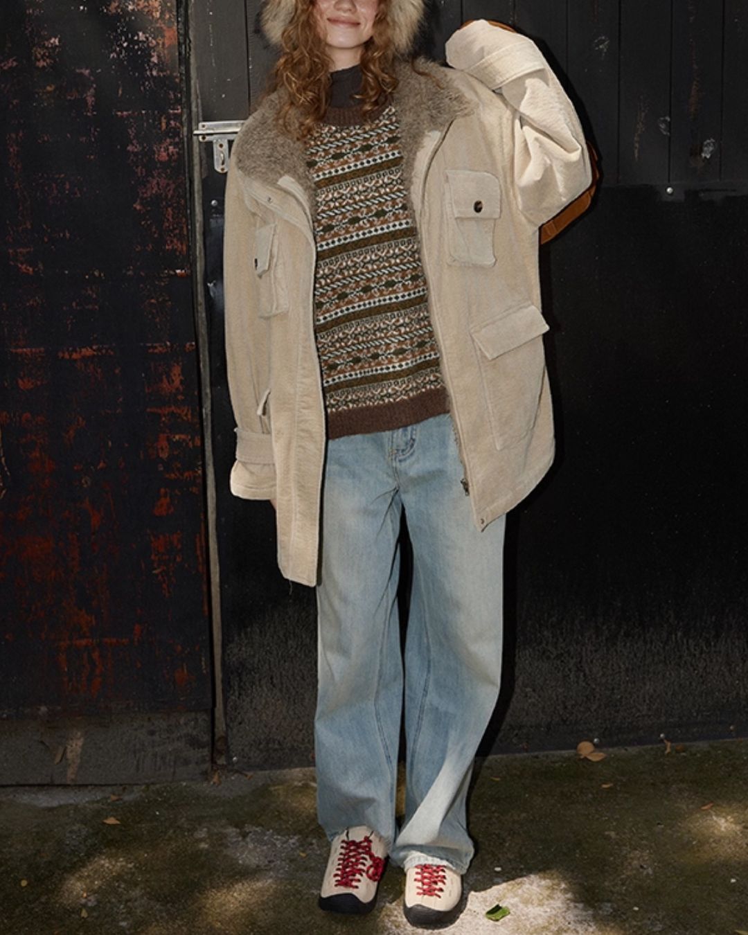 Fur-lined Corduroy Work Jacket　JK045