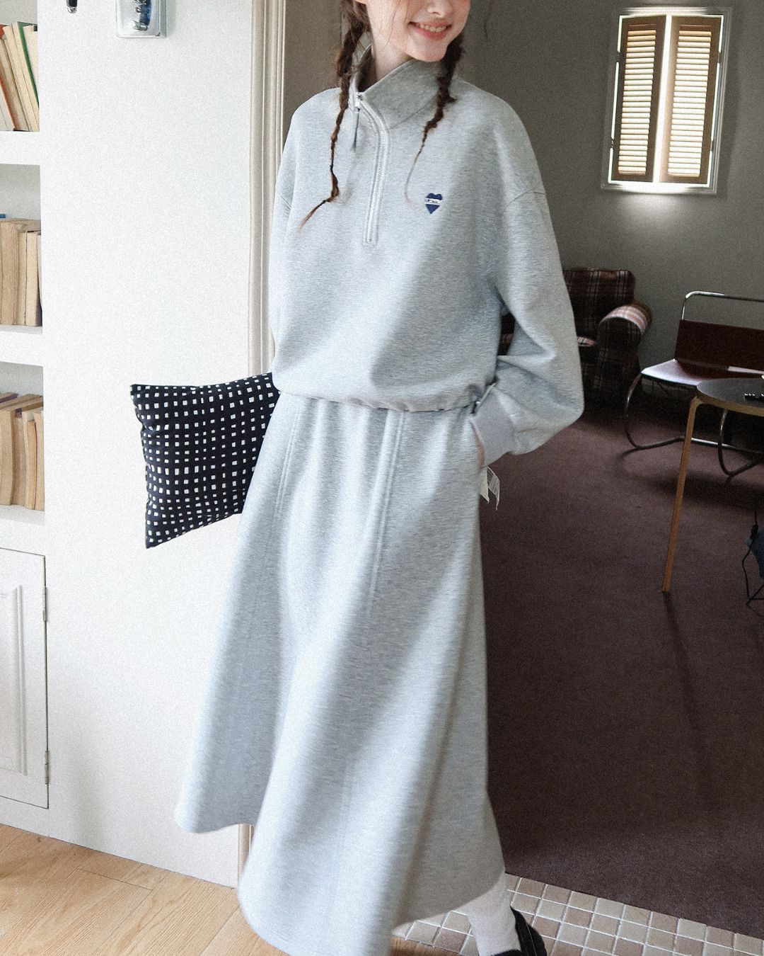 Heart Half-zip Sweat & Skirt　SW004