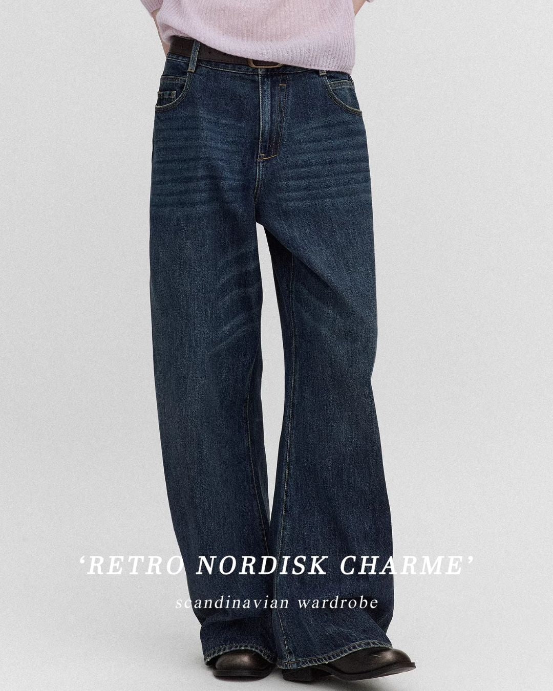 Washed Denim Shirt Jacket & Wide Denim Pants　JK091