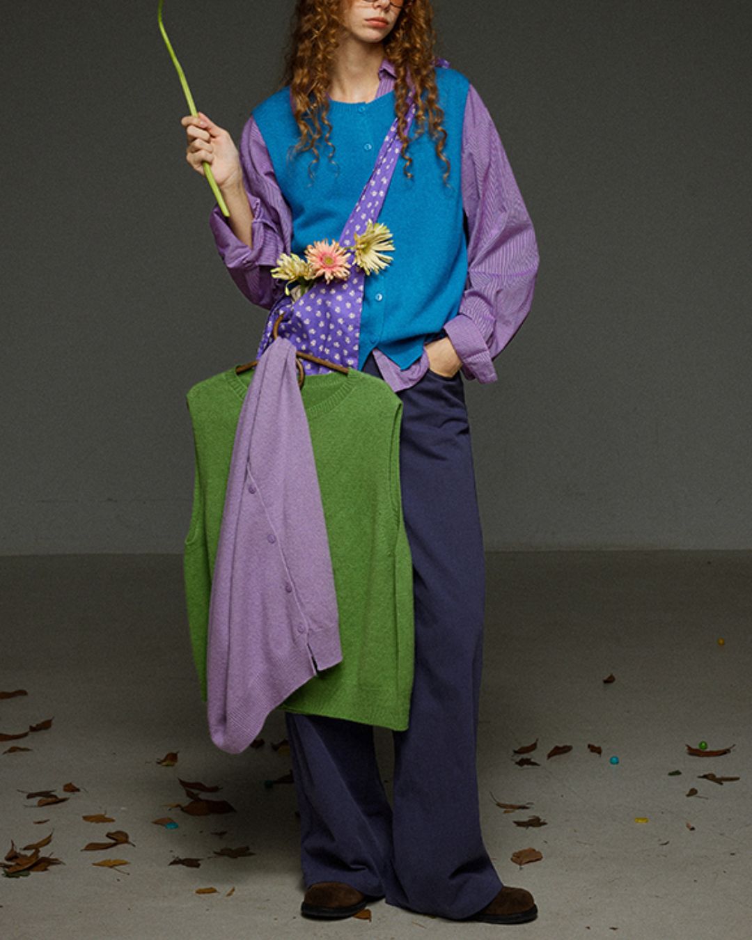 Retro Knit Front Button Vest　KN034