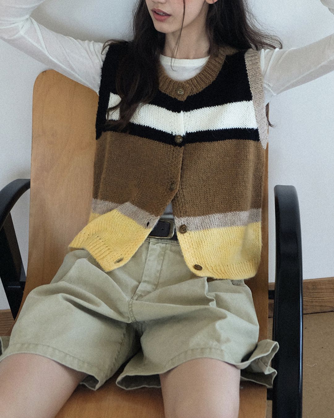 Contrast Color Knit Vest　KN019