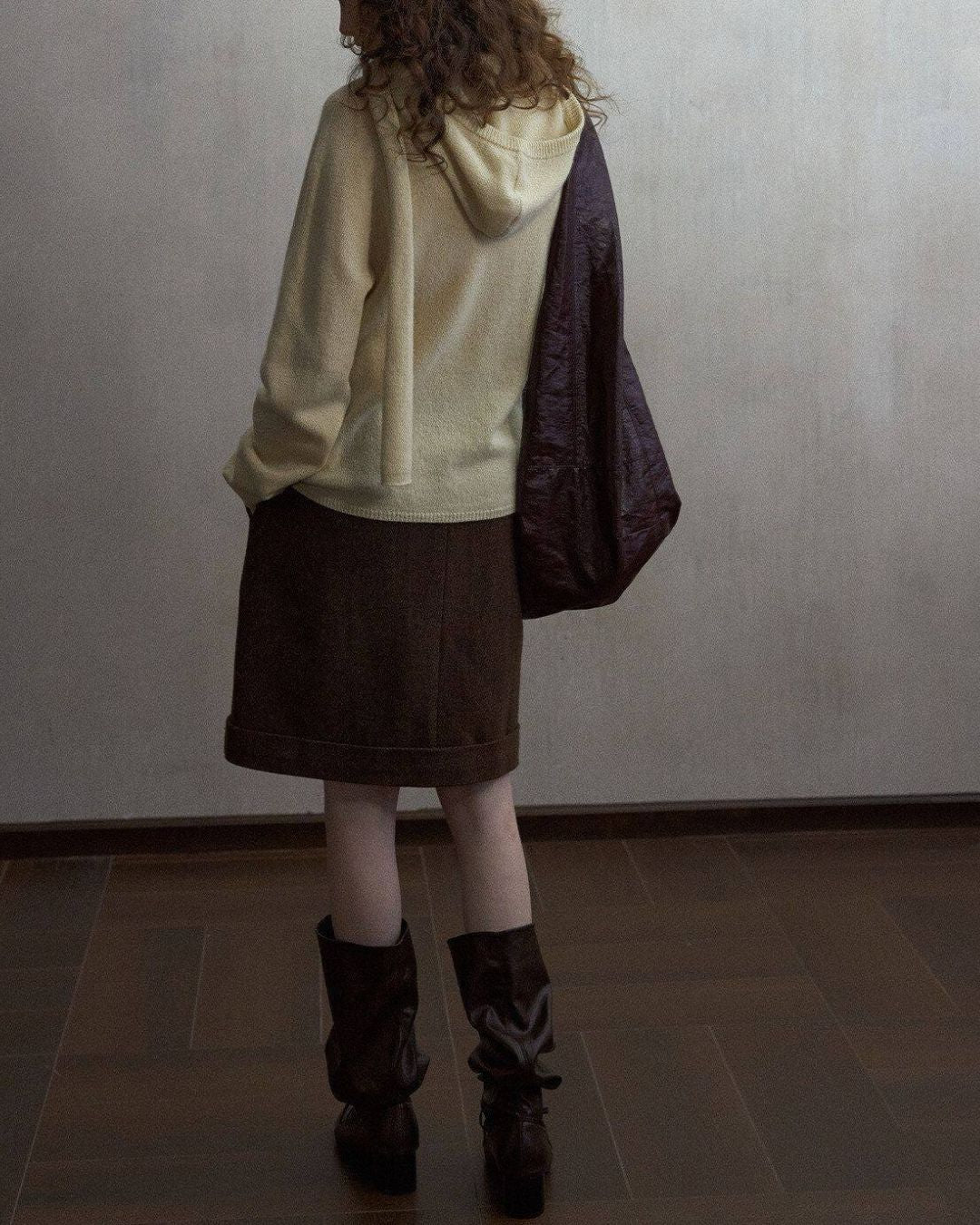 Basic Yak Wool Knit Hooded Scarf　HG001