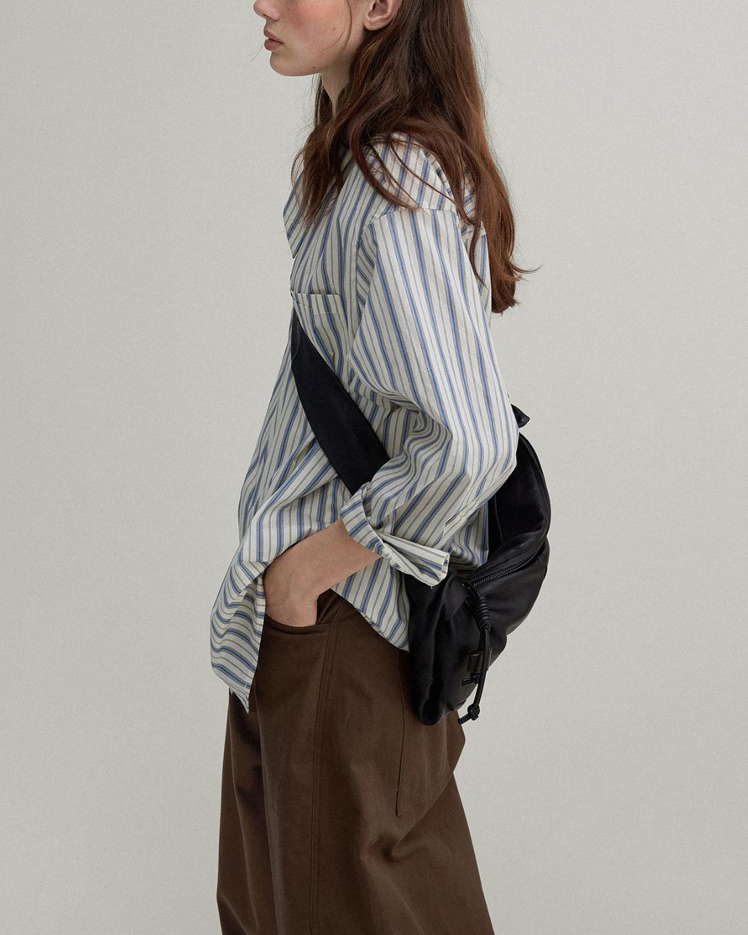 Double Zipper Striped Shirt　LS014