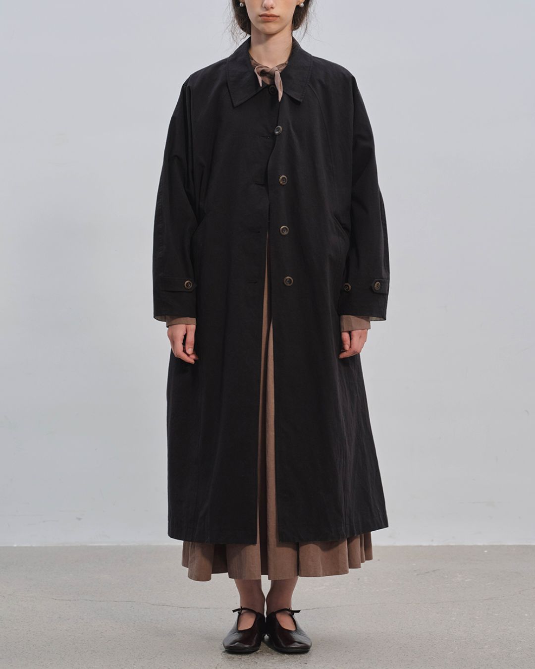 Gathered Long Shirt Dress　OP003