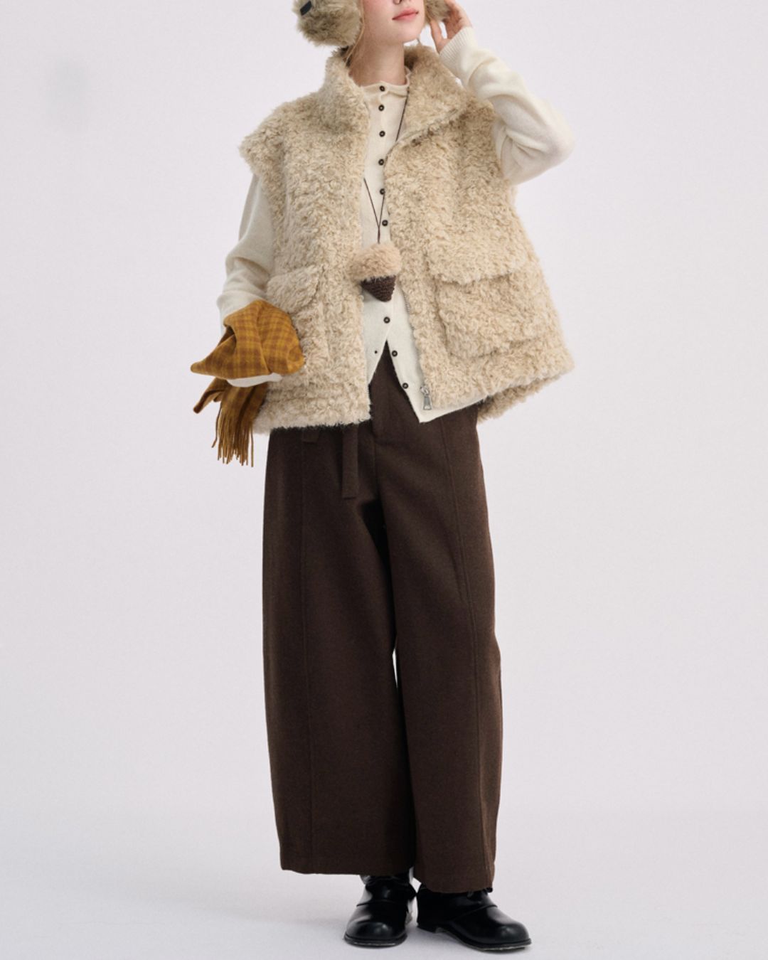 Stand Collar Boa Flap Pocket Vest　VT015