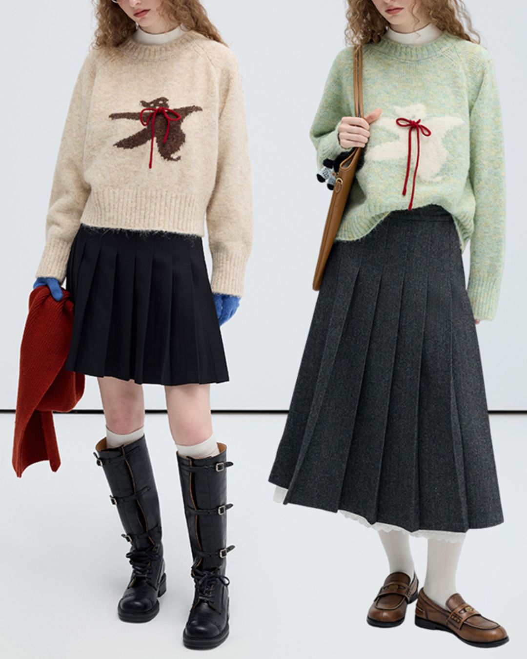 Bow Tie Bear Wool Sweater　KN040