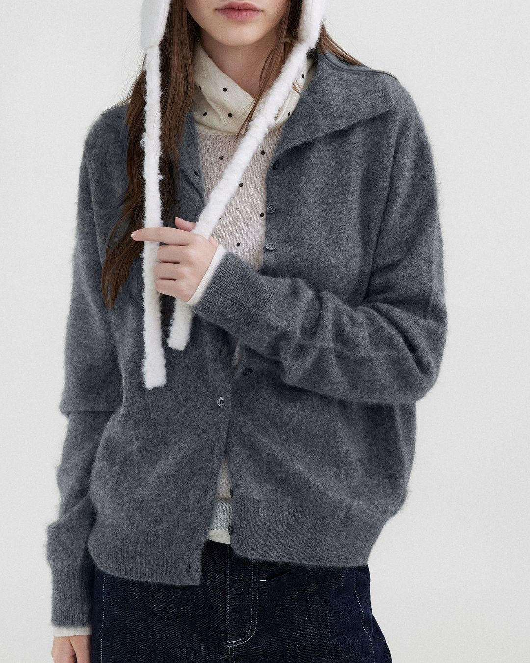 Wool Cashmere Knit Cardigan　KN038