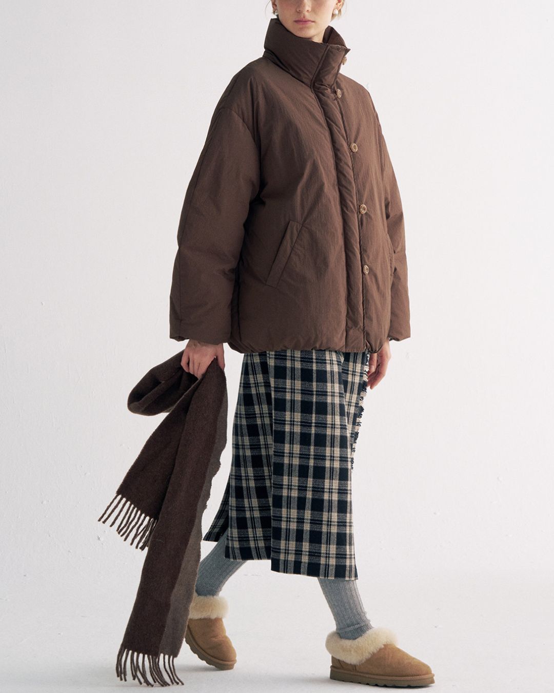 White Duck Down Gathered Jacket　JK079