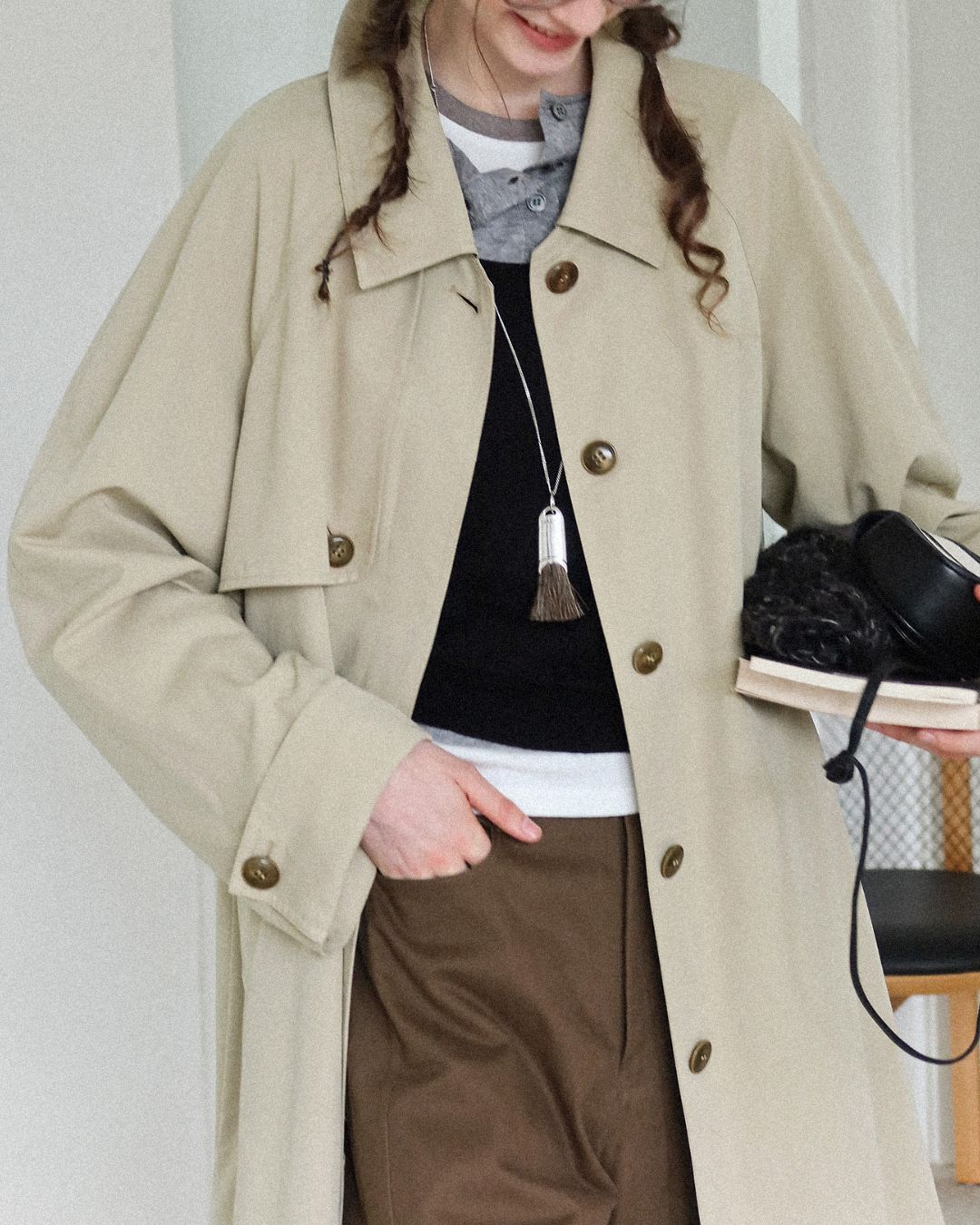 Back Pleated Trench Coat　CT001