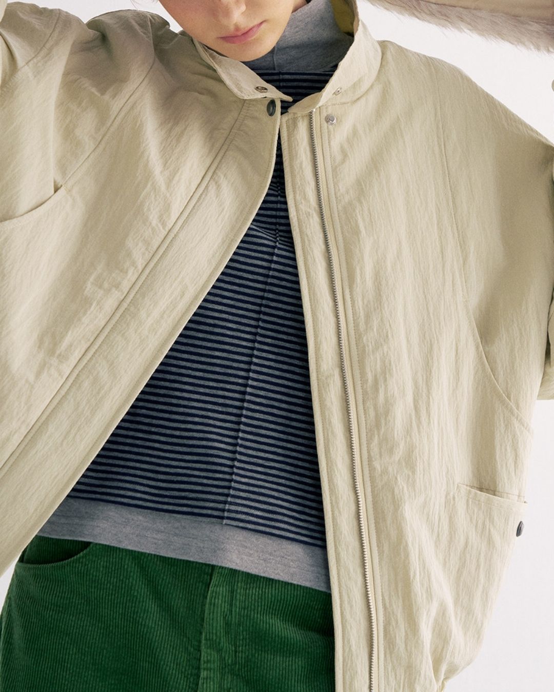 Detachable Fur Collar Quilted Jacket　JK078