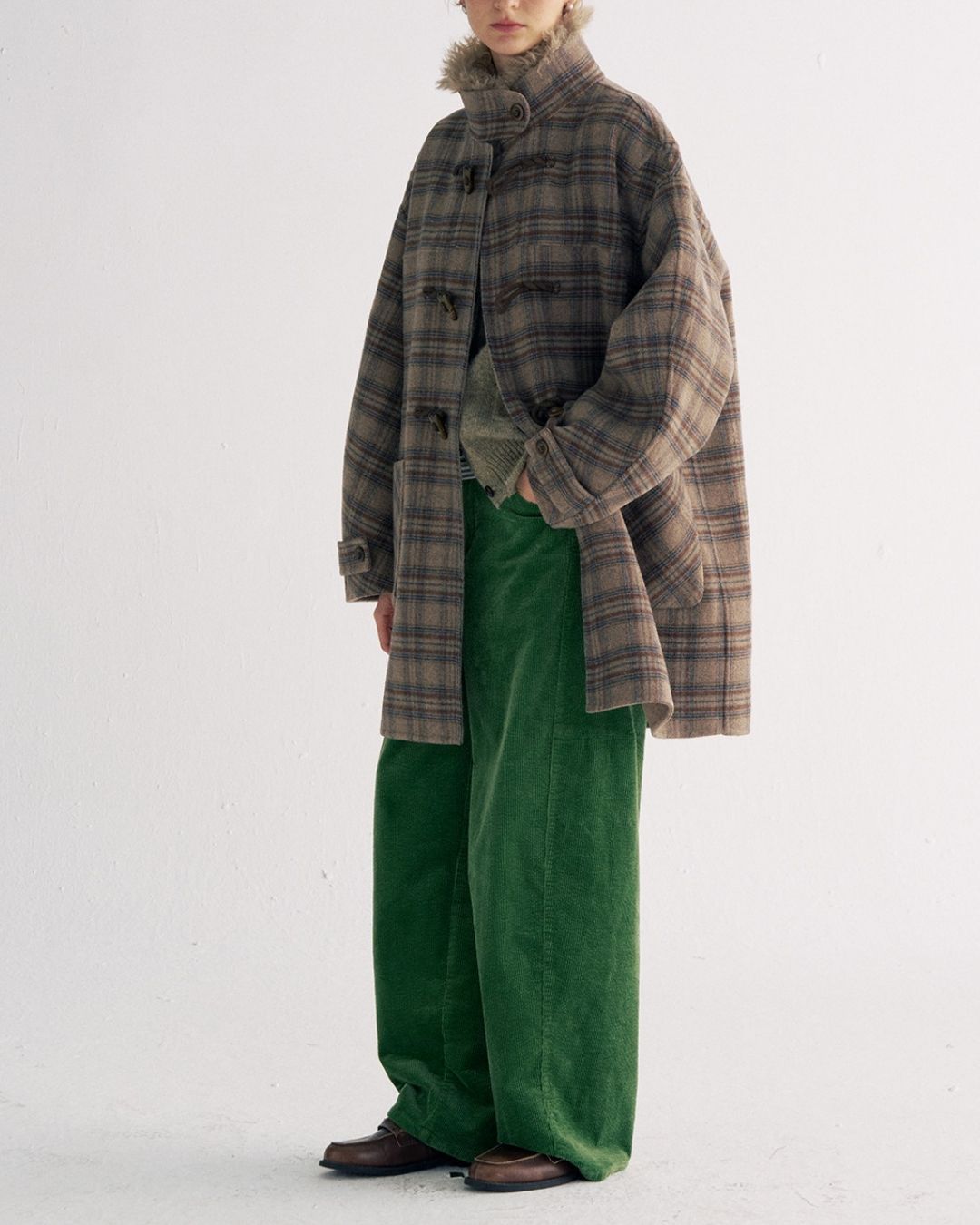Stand Collar Duffle Check Coat　CT031