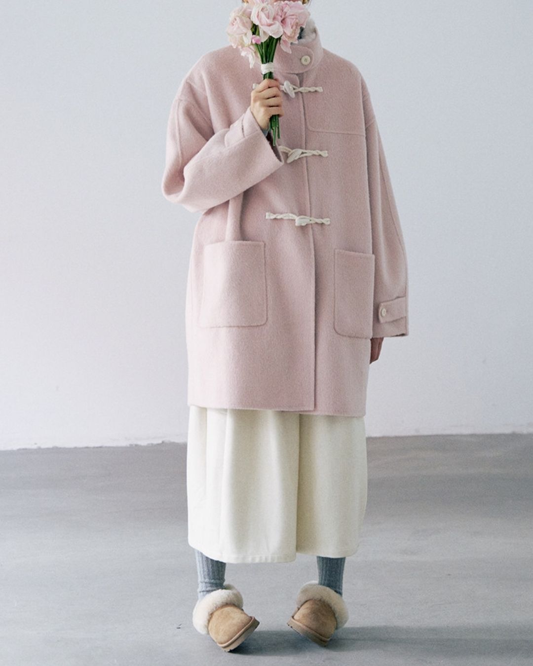 Stand Collar Duffle Check Coat　CT031