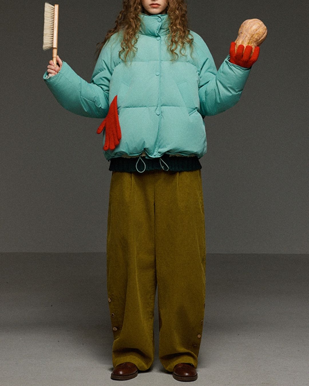 Corduroy Floral  Wide Pants　PT028