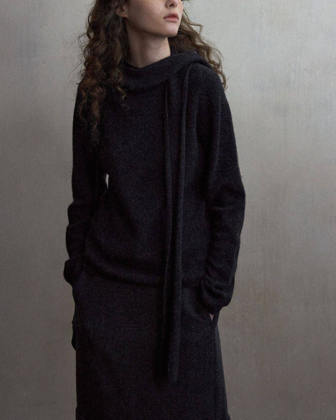 Basic Yak Wool Knit Hooded Scarf　HG001