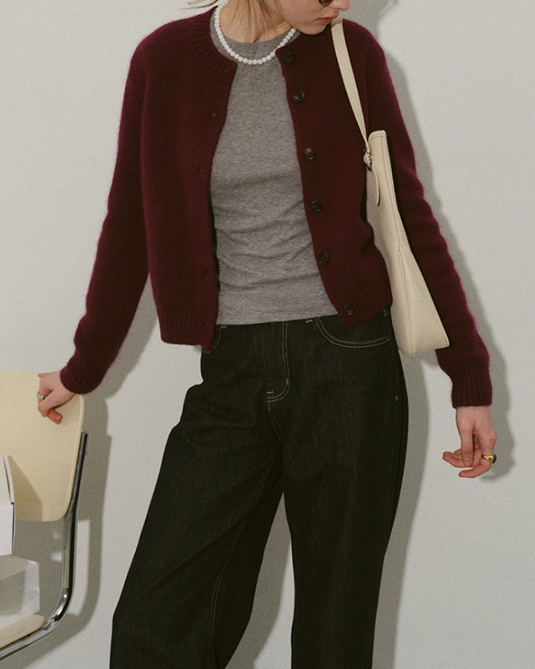 Round Neck Retro Fluffy Knit Cardigan　KN115