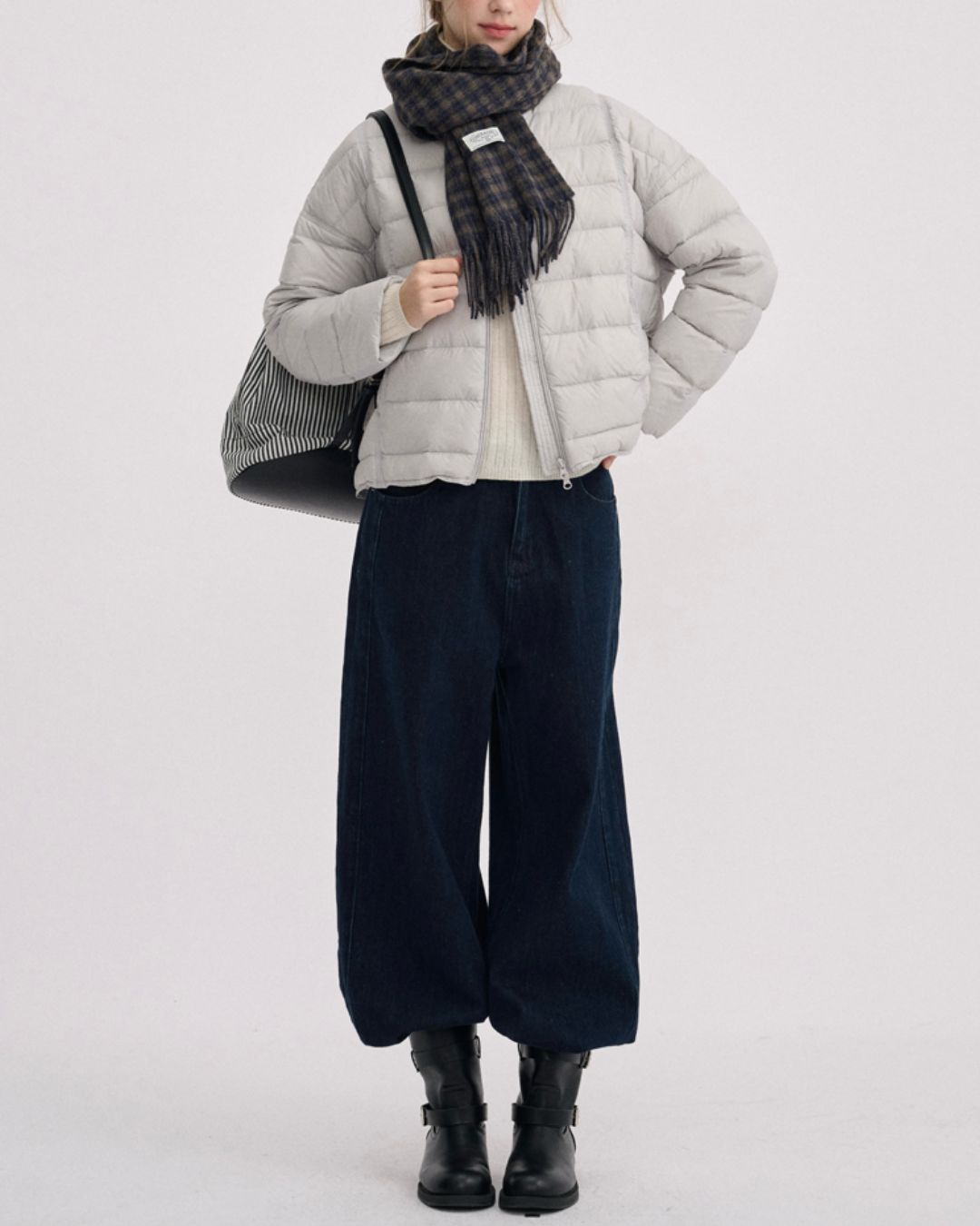 No-collar Drop Shoulder Down Jacket　JK068