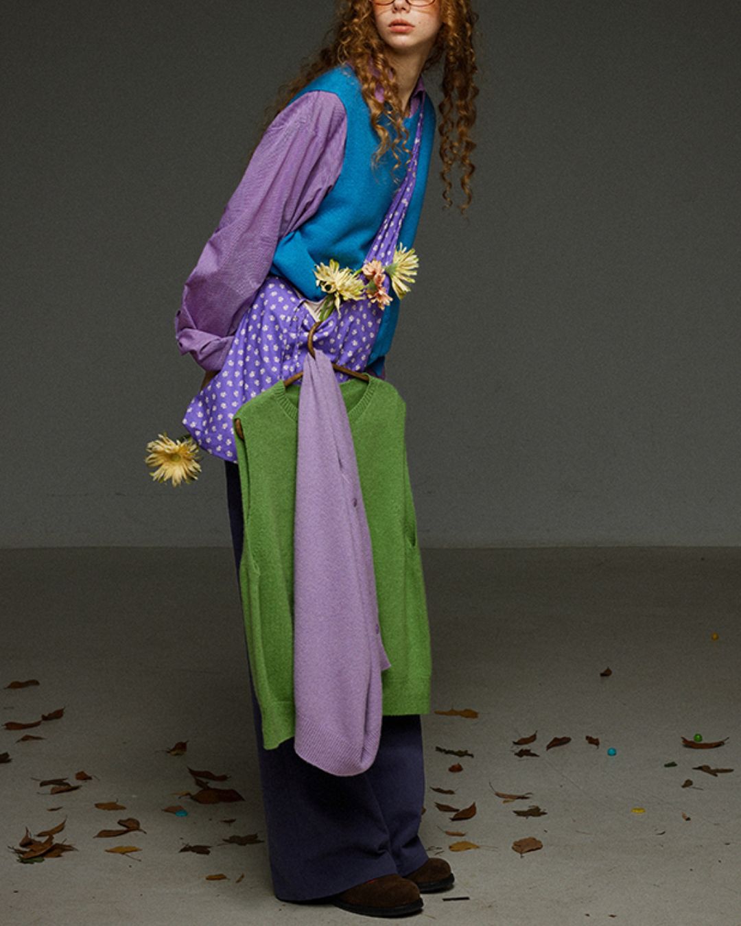 Retro Knit Front Button Vest　KN034