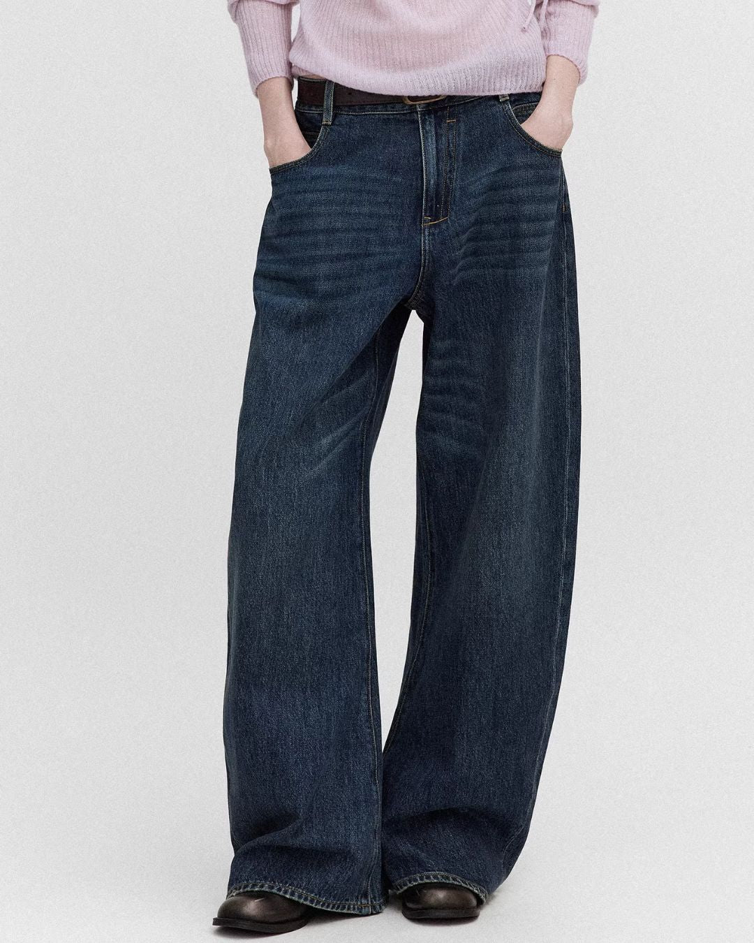 Washed Denim Shirt Jacket & Wide Denim Pants　JK091